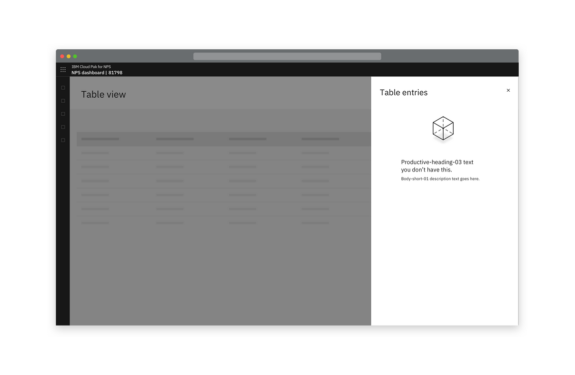 Example of an empty state when a slide-over panel hasn't been populated yet